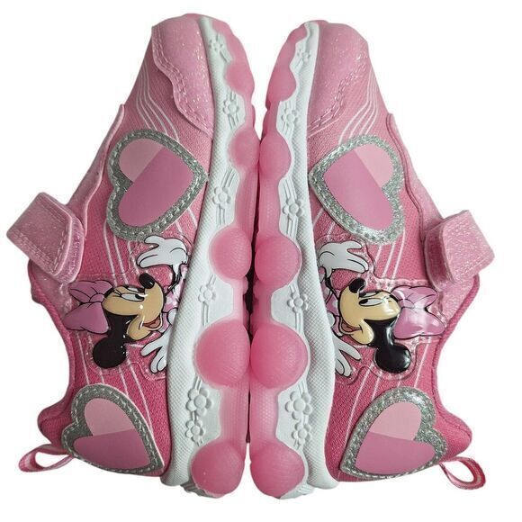 Minnie shoes for girls sneakers with LED light without laces Pink Size 7 (15 cms - Picture 3 of 14